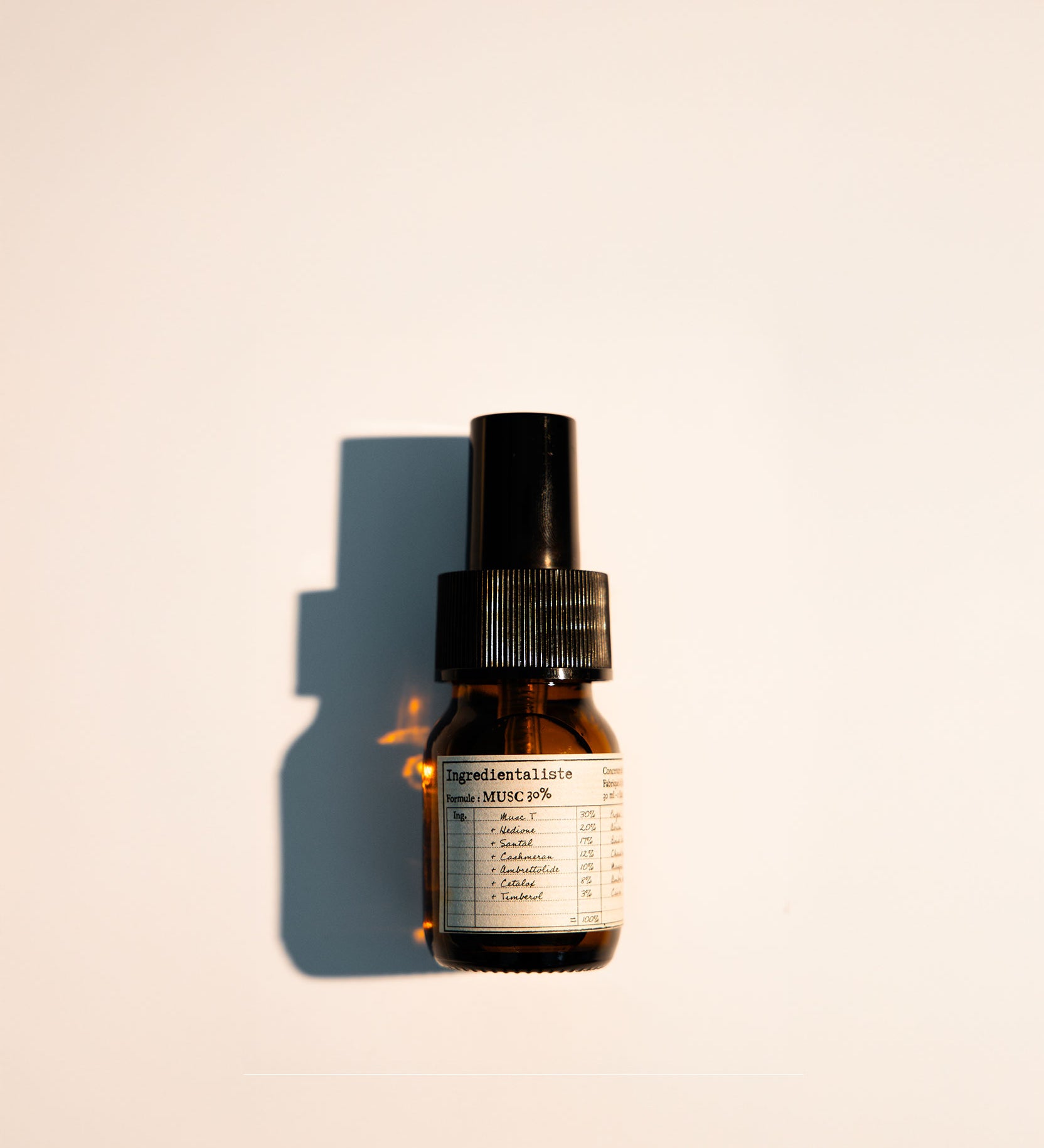 Flacon de parfum Musc 30 ml Ingredientaliste, parfum minimaliste et vegan