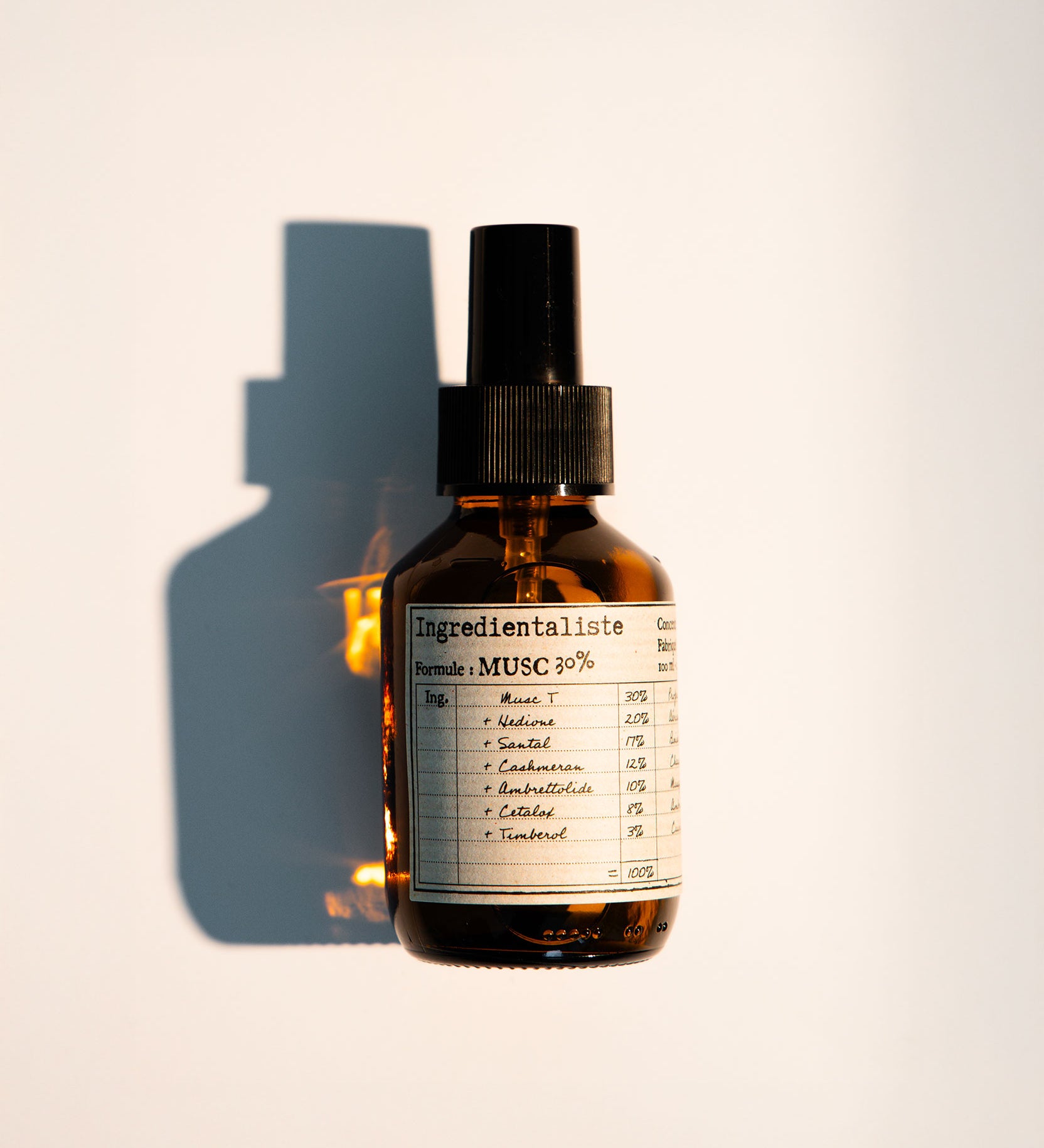 Flacon de parfum Musc 100 ml Ingredientaliste, parfum clean et transparent