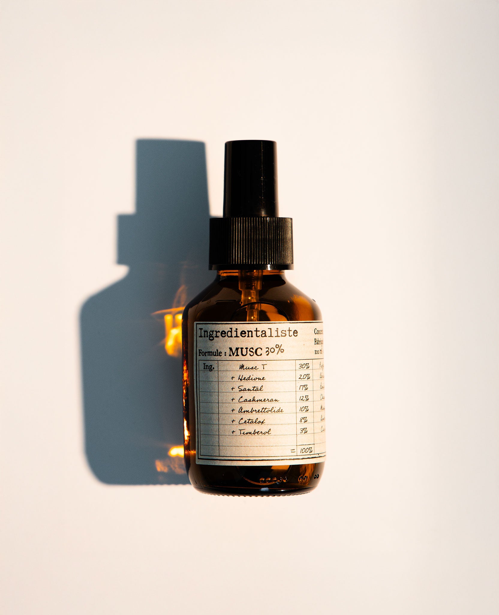 Flacon de parfum Musc 100 ml Ingredientaliste, parfum clean et transparent